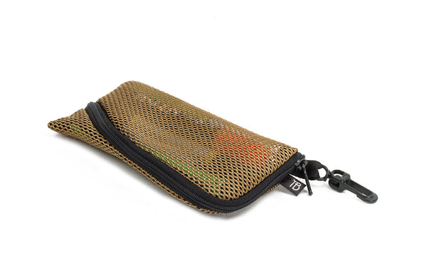 A Small Ghost Whale Pouch in Coyote (tan) Mesh.